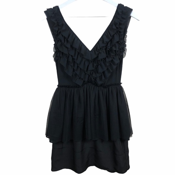 Keepsake Black Ruffle Tiered Mini Dress Size 2 - Picture 1 of 13